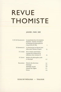 Revue thomiste N° 1/2009, janvier-mars 2009