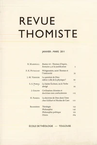 Revue thomiste - N°1/2011