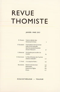 Revue thomiste N° 1/2013, janvier-mars 2013