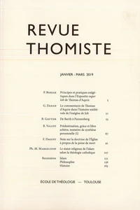 Revue thomiste N° 1/2019, janvier-mars 2019