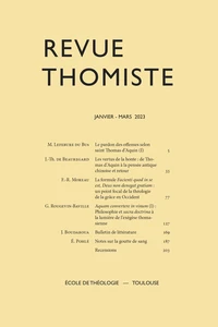 Revue thomiste N° 1/2023, janvier-mars 2023