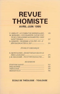 Revue thomiste N° 2/1995, avril-juin 1995