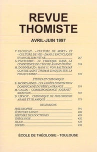 Revue thomiste N° 2/1997, avril-juin 1997