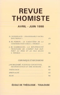 Revue thomiste N° 2/1998, avril-juin 1998