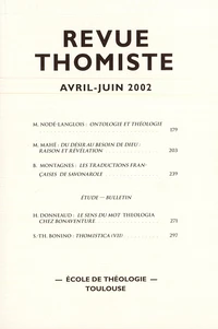 Revue thomiste N° 2/2002, avril-juin 2002