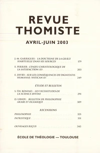 Revue thomiste N° 2/2003, avril-juin 2003