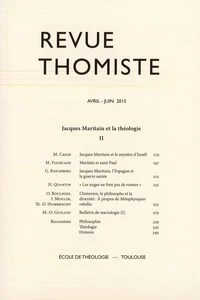 Revue thomiste N° 2/2015, avril-juin 2015