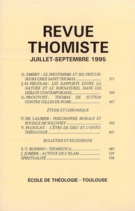 Revue thomiste N° 3/1995, juillet-septembre 1995