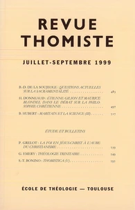 Revue thomiste N° 3/1999, juillet-septembre 1999