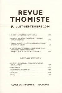 Revue thomiste N° 3/2004, juillet-septembre 2004