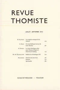 Revue thomiste N° 3/2012, juillet-septembre 2012