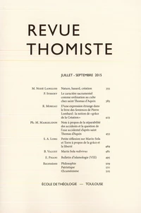 Revue thomiste N° 3/2015, juillet-septembre 2015