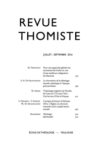 Revue thomiste N° 3/2016, juillet-septembre 2016