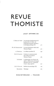 Revue thomiste N° 3/2021, juillet-septembre 2021
