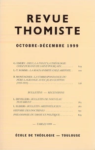 Revue thomiste N° 4/1999, octobre-décembre 1999