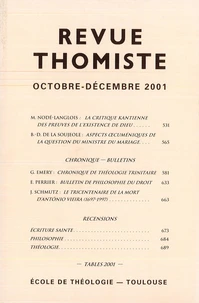 Revue thomiste N° 4/2001