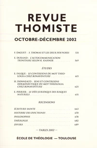Revue thomiste N° 4/2002, octobre-décembre 2002