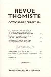 Revue thomiste N° 4/2004, octobre-décembre 2004