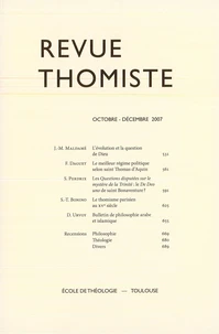 Revue thomiste N° 4/2007, octobre-décembre 2007