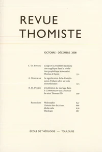 Revue thomiste N° 4/2008, octobre-décembre 2008