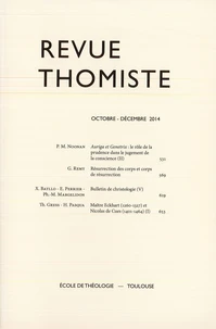 Revue thomiste N° 4/2014, octobre-décembre 2014