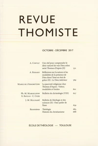 Revue thomiste N° 4/2017, octobre-décembre 2017