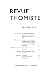 Revue thomiste N° 4/2019, octobre-décembre 2019