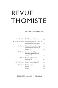 Revue thomiste N° 4/2020, octobre-décembre 2020