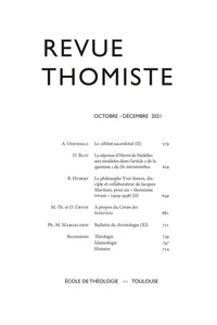 Revue thomiste N° 4/2021, octobre-décembre 2021