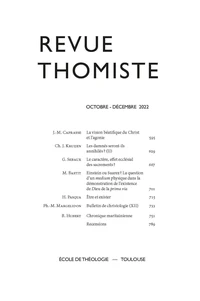Revue thomiste N° 4/2022, octobre-décembre 2022