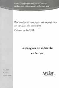 Mireille Hardy - Les Cahiers de l'APLIUT Volume 32 N° 1, Février 2013 : Les langues de spécialité en Europe.