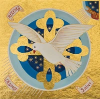 La Colombe de l'Esprit Saint - Icône dorée à la feuille 13x13 cm -  652.64