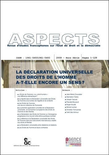 Yadh Ben Achour - Aspects Hors-Série, 2008 : La déclaration universelle des droits de l'homme a-t-elle encore un sens ?.