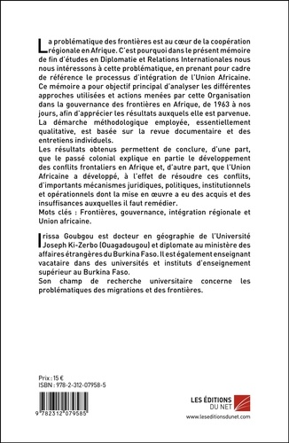 La gouvernance des frontières dans le processus d'intégration de l'Union africaine (1963-2018)