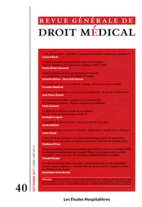Revue Générale de Droit Médical N° 40, Septembre 2011