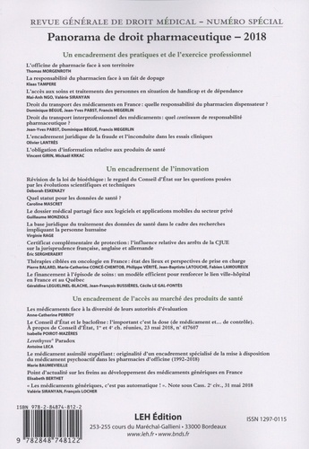 Revue Générale de Droit Médical N° spécial Panorama de droit pharmaceutique -  -  Edition 2018