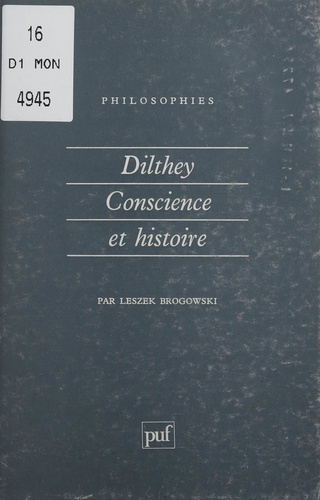 DILTHEY.. Conscience et histoire