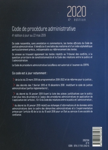 Code de procédure administrative  Edition 2020