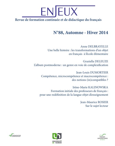 Anne Delbrayelle et Graziella Deleuze - Enjeux N° 88, Automne-Hiver 2014 : .