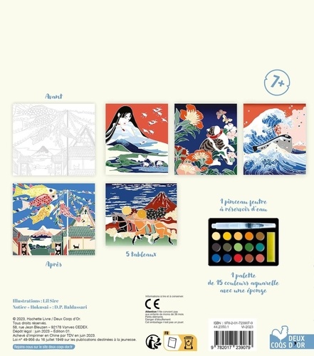 L'art à la manière d'Hokusai. Avec 5 tableaux, 1 palette de 15 couleurs et 1 pinceau à réservoir