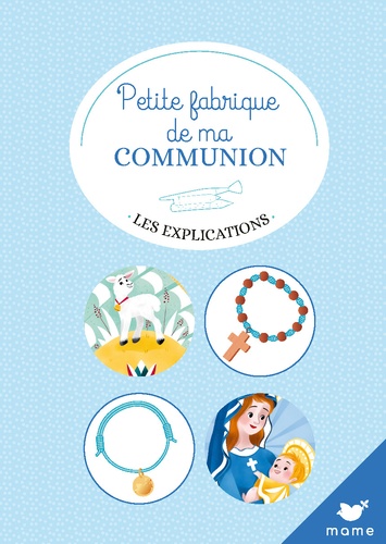 Coffret Petite fabrique de ma communion. Cinq jolis objets à faire soi-même. Avec : 1,5 m de fil, 1 croix à sabler, 2 tubes de sable, 1 pinceau, 1 icône à métalliser...