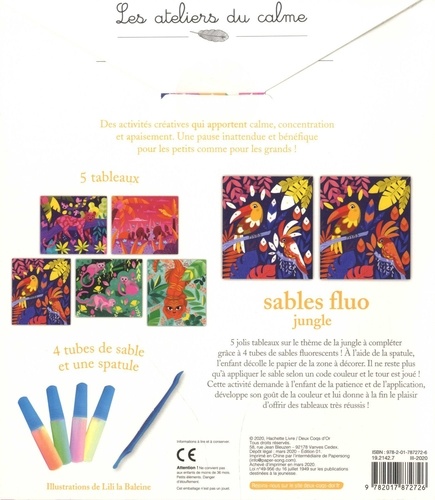 Sables fluo jungle. Avec 5 tableaux, 4 tubes de de sable et une spatule