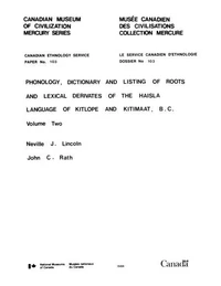 Phonology, dictionary and listing of roots and lexical derivates of the Haisla language of Kitlope and Kitimaat, B.C.: Volume 2