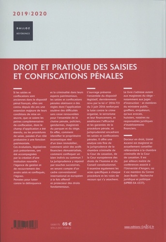 Droit et pratique des saisies et confiscations pénales  Edition 2019-2020