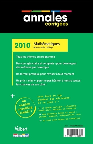 Mathématiques Brevet série collège 2010