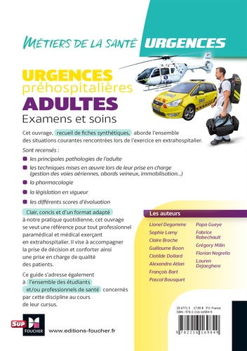 Urgences préhospitalières : Adultes. Examens et soins