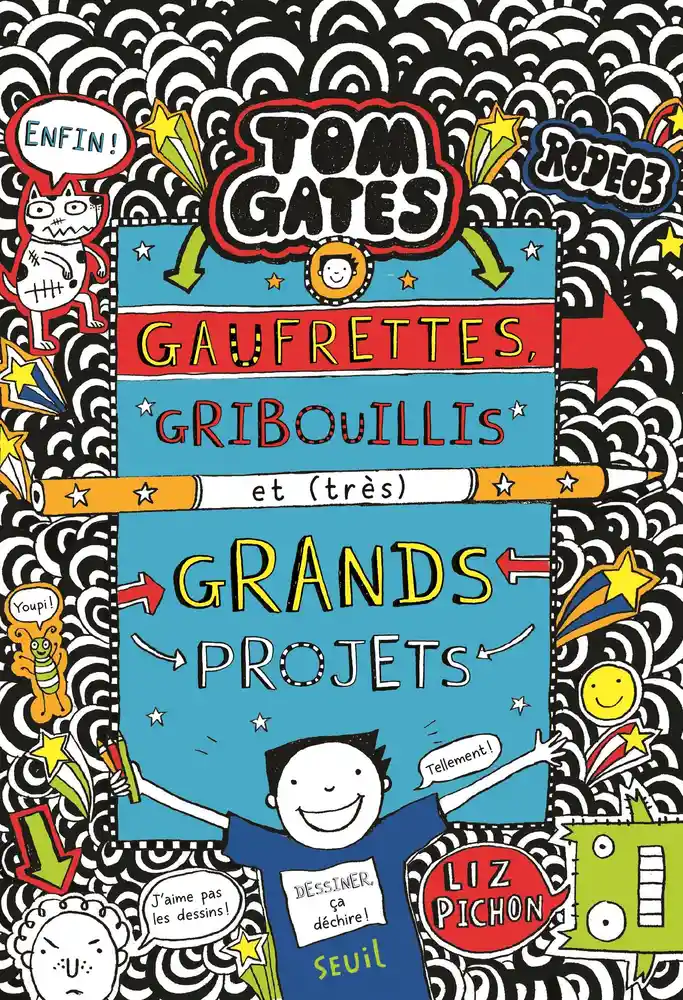 Couverture de Tom Gates n° 14 Gaufrettes, gribouillis et (très) grands projets