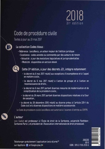 Code de procédure civile  Edition 2018