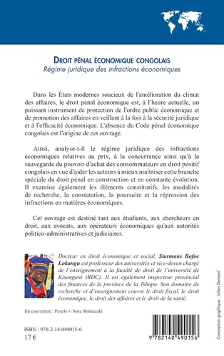 Droit pénal économique congolais. Régime juridique des infractions économiques