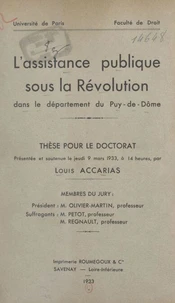 L'Assistance publique sous la Révolution dans le département du Puy-de-Dôme